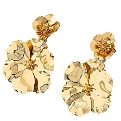 Золотой Серьги-гвоздики из сплава с цветочным рисунком, покрытые слоем краски для выпечки, золотые, 65x45 мм