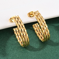 Настоящее золото 18K 304 овальные серьги-гвоздики из нержавеющей стали, ионное покрытие (ip), реальный 18 k позолоченный, 24.5x17.5x5.5 мм