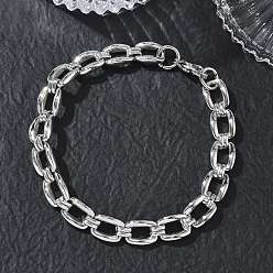 Couleur Acier Inoxydable 9mm 304 Bracelets à maillons ovales en acier inoxydable, sans ternissement, couleur inox, 8.70 pouce (22.1 cm)
