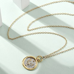 Скорпион Латунные ожерелья с подвесками таро «Двенадцать созвездий», плоско-круглые, реальный 18 k позолоченный, Скорпион, 17.72 дюйм (45 см)