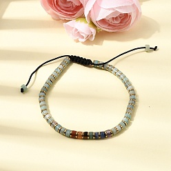 Амазонит Регулируемые браслеты из натуральных бусин амазонита и немагнитного гематита, унисекс., внутренний диаметр: 2.09~3.19 дюйм (5.3~8.1 см)