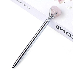 Розовый Кварц Шариковая ручка из натурального розового кварца, шариковая ручка из нержавеющей стали, офисные школьные принадлежности, 150 мм