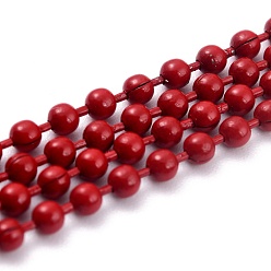 (123L) Белый крем непрозрачный блеск Латунные шариковые цепи ручной работы, пайки, с катушкой, огнеупорный кирпич, 3 мм, 32.8 футов (10 м) / рулон