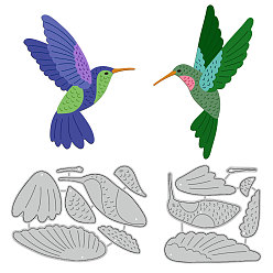 Птица Углеродистая сталь разрезает трафареты, для diy scrapbooking, Фотоальбом, декоративная бумага для тиснения, цвет нержавеющей стали, птица, 58~59x59~82x0.8 мм, 2 шт / комплект