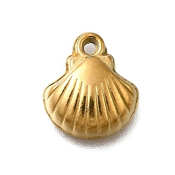 Shell Shape 304 прелести нержавеющей стали, очарование океанской темы, ионное покрытие (ip), реальный 18 k позолоченный, формы раковины, 10.5x9x3.5 мм, отверстие : 1 мм