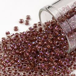 (186) Inside Color Luster Crystal/Terra Cotta Lined TOHO Round Seed Beads, Japanese Seed Beads, (186) Inside Color Luster Crystal/Terra Cotta Lined, 8/0, 3mm, Hole: 1mm, about 1110pcs/50g