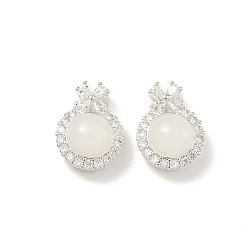 Серебро Латунные микропаве прозрачные подвески с фианитом, со стеклом, без кадмия и без свинца, стойки покрытие, долговечный, круглая с подвесками-бантиками, серебряные, 17x13x9 мм, отверстие : 1.8 мм