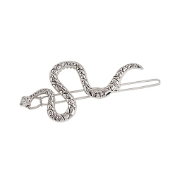 Античное Серебро Металлические заколки для волос из кожи аллигатора, аксессуары для волос для женщин и девочек, змея, античное серебро, 66x30 мм