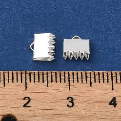Silver 925 Sterling Silver Ribbon Ends, Silver, 6x6mm, Hole: 0.5mm