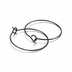 Electrophoresis Black 304 Stainless Steel Hoop Earring Settings, Ring, Electrophoresis Black, 21 Gauge, 25x4mm, Pin: 0.7mm