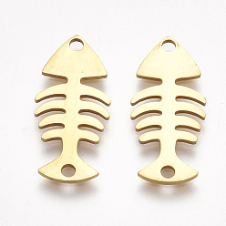 Золотой 201 соединительные звенья нержавеющие, лазерная резка, елочка, золотые, 21x10x1 мм, отверстие : 1.5 мм