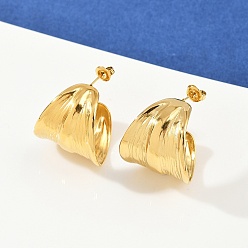 Настоящее золото 18K 304 серьги-гвоздики из нержавеющей стали c-образной формы, ионное покрытие (ip), реальный 18 k позолоченный, 26x25.5 мм