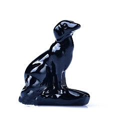 Обсидиан Резные фигурки собак из натурального обсидиана, для домашнего украшения рабочего стола, 40 мм