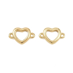 Настоящее золото 18K Подвески-соединители в форме сердца из латуни, долговечный, без свинца и без кадмия, стойки покрытие, реальный 18 k позолоченный, 8.5x13x2 мм, отверстие : 1 мм
