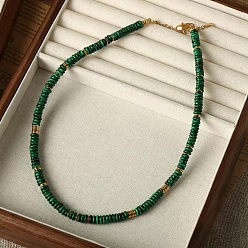 Малахит Женские ожерелья из синтетического малахита в стиле хейши, с концевыми цепями из нержавеющей стали, золотые, 15.75 дюйм (40 см)