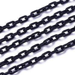 Black ABS Plastic Cable Chains, Oval, Black, 13.5~14x8x2mm, 14.9 inch~15.35 inch(38~39cm)/strand