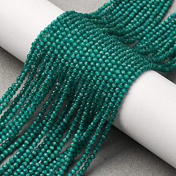 чирок Кошачие глаза, круглые, граненые, зелено-синие, 2 мм, отверстие : 0.5 мм, около 174~196 шт / нитка, 14.17~14.57 дюйм (36~37 см)