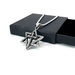 Нержавеющая Сталь Цвет Винтажный готический крест-звезда, кулон из титановой стали, модное украшение для мужчин и женщин.