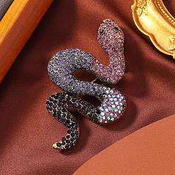 Свет Аметист Броши из змеиного сплава со стразами для одежды рюкзака, светлый аметист, 48x67.5 мм