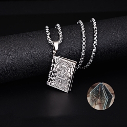 Book Кулон из сплава 201 ожерелья из нержавеющей стали для мужчин, античное серебро, книга, 23.62~27.56 дюйм (60~70 см)