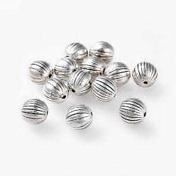 Античное Серебро Сплавочные овальные бусины тибетского стиля , без свинца и без кадмия, круглые, античное серебро, круглые, диаметром около 7 мм , отверстие : 1 мм
