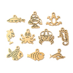 Mixed Shapes Подвески из нержавеющей стали 201, золотые, разнообразные, 11.5~20x10~16.5x1 мм, отверстие : 1.5~1.6 мм, 10 шт / пакет