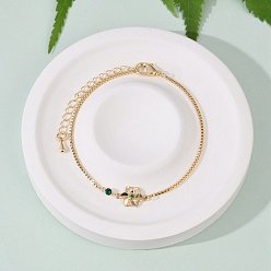 May Lily Браслеты-цветы с микропаве из кубического циркония из латуни на день рождения, цепочка-коробка ювелирные изделия для женщин, реальный 18 k позолоченный, может лилия, 7-1/8 дюйм (18 см), 58 удлинительная цепь мм, Кулон : 8.5x14x2 мм