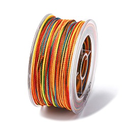 Разноцветный Сегментный окрашенный вощеный полиэфирный шнур, витой круглый шнур, красочный, 1 мм, около 49.21 ярдов (45 м) / рулон