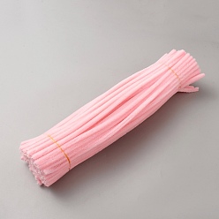 Pearl Pink DIY Plush Sticks, with Iron Core, Pipe Cleaners, Kid Craft Material, Pearl Pink, 295x6mm, 100pcs/set