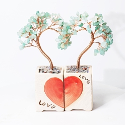 Зеленый Авантюрин Натуральный зеленый авантюрин сердце и древо жизни украшения фэн-шуй, украшения для домашнего экрана, 90x50x180 мм