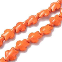 Оранжевый Окрашенные синтетические бирюзовые бусы нити, Морская черепаха, оранжевые, 15x12x6 мм, отверстие : 1 мм, около 28 шт / нитка, 15.4 дюйм