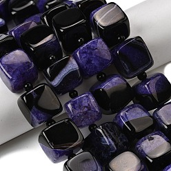 Средний Фиолетовый Природный агат бисер нитей, окрашенная и подогревом, кубические, с бисером, средне фиолетовый, 14~17x14~17x14~16 мм, отверстие : 1.4~1.6 мм, около 22 шт / нитка, 16.34''~16.73'' (41.5~42.5 см)