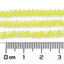 Yellow Imitation Jade Glass Beads Strands, Half AB Color Plated, Faceted, Frosted, Rondelle, Yellow, 3x2mm, Hole: 0.7mm, about 155pcs/strand, 15.75''(40cm)