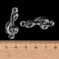 Clear Transparent Acrylic Pendants, Musical Note Charms, Clear, 35x14x4mm, Hole: 3mm, about 581pcs/500g
