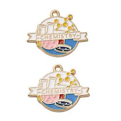 Плоский Круглый Подвески из эмалевого сплава на тему химии, без кадмия, без никеля и без свинца, золотой свет, плоско-круглые, 21.5x26x1.5 мм, отверстие : 1.6 мм