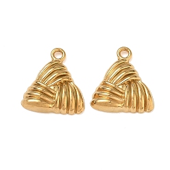 Chapado en Oro Real 18K 304 colgantes de acero inoxidable, dijes triangulares acanalados, revestimiento de iones (ip), real 18 k chapado en oro, 18x16x3.5 mm, agujero: 2 mm