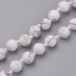 Howlite Howlite Beaded and Gemstone Beaded Necklaces, with Tassel Pendants, 32.87 inch(835mm)