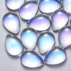 Clear AB Glass Cabochons, AB Color Plated, Teardrop, Clear AB, 18x13x7mm