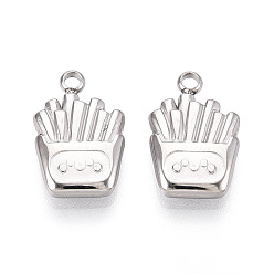 Нержавеющая Сталь Цвет 304 подвески из нержавеющей стали, анти-тускнение, очарование картофеля фри, цвет нержавеющей стали, 15x10x3 мм, отверстие : 1.8 мм