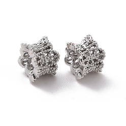 Платина Экологичные латунные европейские бусины, бусины с большим отверстием, без кадмия и без свинца, долговечный, цветок, платина, 5.5x4.4 мм, отверстие : 2 мм