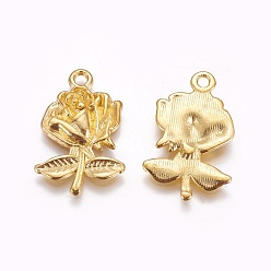 Золотой Сплавочные подвески тибетского стиля, без свинца и без кадмия, роза, золотые, 25.5x17.5x3 мм, отверстие : 1.5 мм, 500 шт / 1000 г