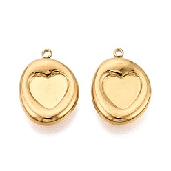 Настоящее золото 18K 304 Настройки кабошон из нержавеющей стали кулон, овальные амулеты, ионное покрытие (ip), реальный 18 k позолоченный, 23x16x5 мм, отверстие : 1.7 мм, Размер лотка: 10x9.8 мм