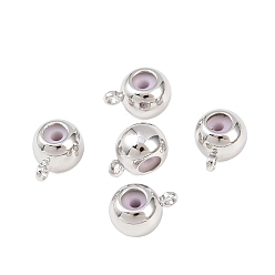 Real Platinum Plated SHEGRACE Brass Tube Bails, Loop Bail, Stopper Beads, with Rubber inside, Bail Beads, Cadmium Free & Nickel Free & Lead Free, Real Platinum Plated, 8x6x5mm, Hole: 1.4mm and 1.2mm