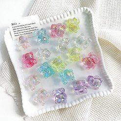 (52) Непрозрачная лаванда Непрозрачные акриловые бусины, медведь, разноцветные, 27x26.8x20 мм, отверстие : 3.8 мм