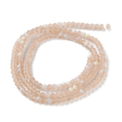Wheat Imitation Jade Glass Beads Strands, Half AB Color Plated, Faceted, Frosted, Rondelle, Wheat, 3x2mm, Hole: 0.7mm, about 155pcs/strand, 15.75''(40cm)