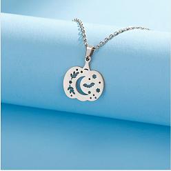 Нержавеющая Сталь Цвет Антикоррозийные 304 подвески из нержавеющей стали, лазерная резка, тыквенное очарование, цвет нержавеющей стали, 20.5x19x1 мм, отверстие : 1.5 мм