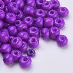 Dark Orchid Baking Paint Glass Seed Beads, Round, Dark Orchid, 4~4.5x3mm, Hole: 1~1.2mm, about 4500pcs/bag, about 450g/bag