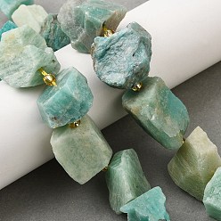 Амазонит Необработанные грубые нити из натурального амазонита, самородки, с бисером, 14~28x15~25x10~27 мм, отверстие : 1.2~1.4 мм, около 9~10 шт / нитка, 7.76''~8.07'' (19.7~20.5 см)