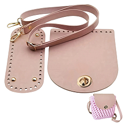 Pink 1 Набор аксессуаров для вязаной крючком сумки через плечо из искусственной кожи ручной работы, включая 1ПК полукруглый лист, 1 дно сумки из поликарбоната овальной формы и 1 ремешок для сумки из поликарбоната, розовые, овальный : 180x80 mm