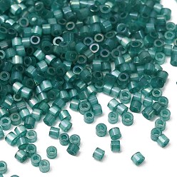 Dark Cyan Glass Seed Beads, Imitation Cat Eye Beads, Column, Dark Cyan, 1.6x1mm, Hole: 0.8mm, about 900pcs/bag